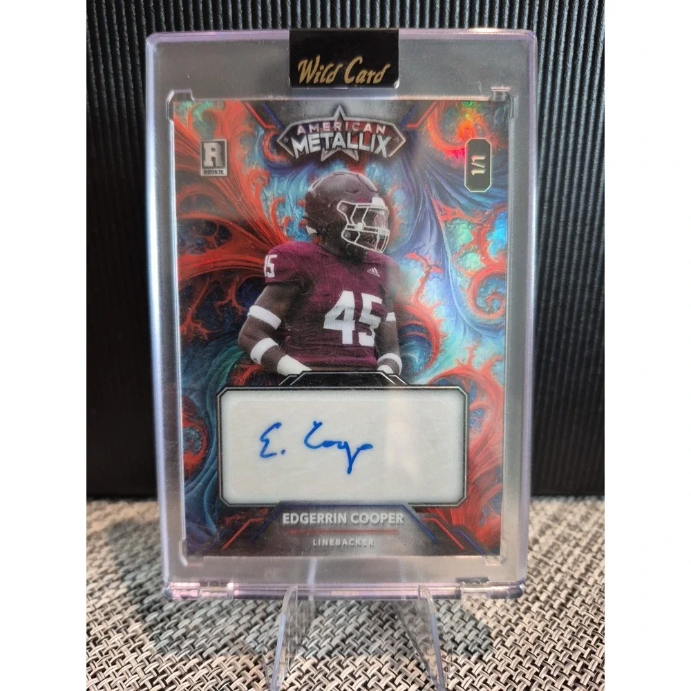 2023 Wild Card American Metallix Edgerin Cooper #WMF-ECA Red Blue Auto 1/1 (RC)